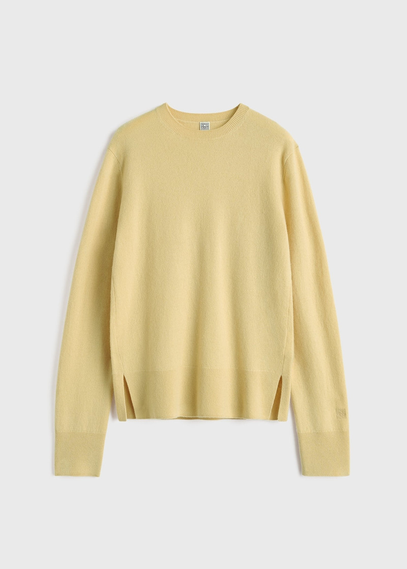 Crew-neck cashmere knit soft yellow - 1