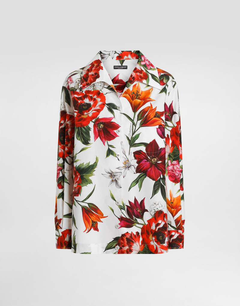 Flower-print poplin shirt 1