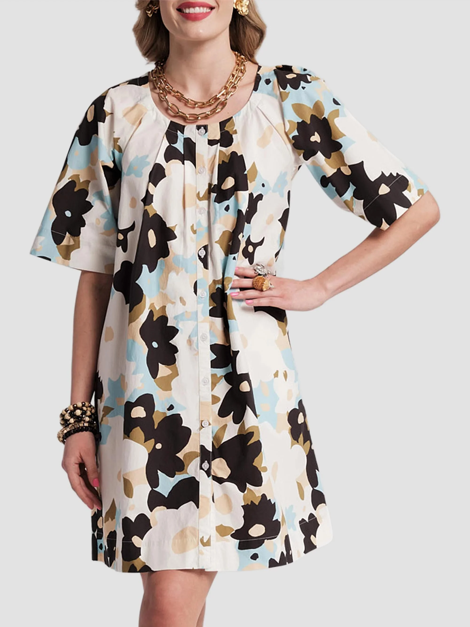Women's Virginia Printed Minidress - Blue Multi - 1