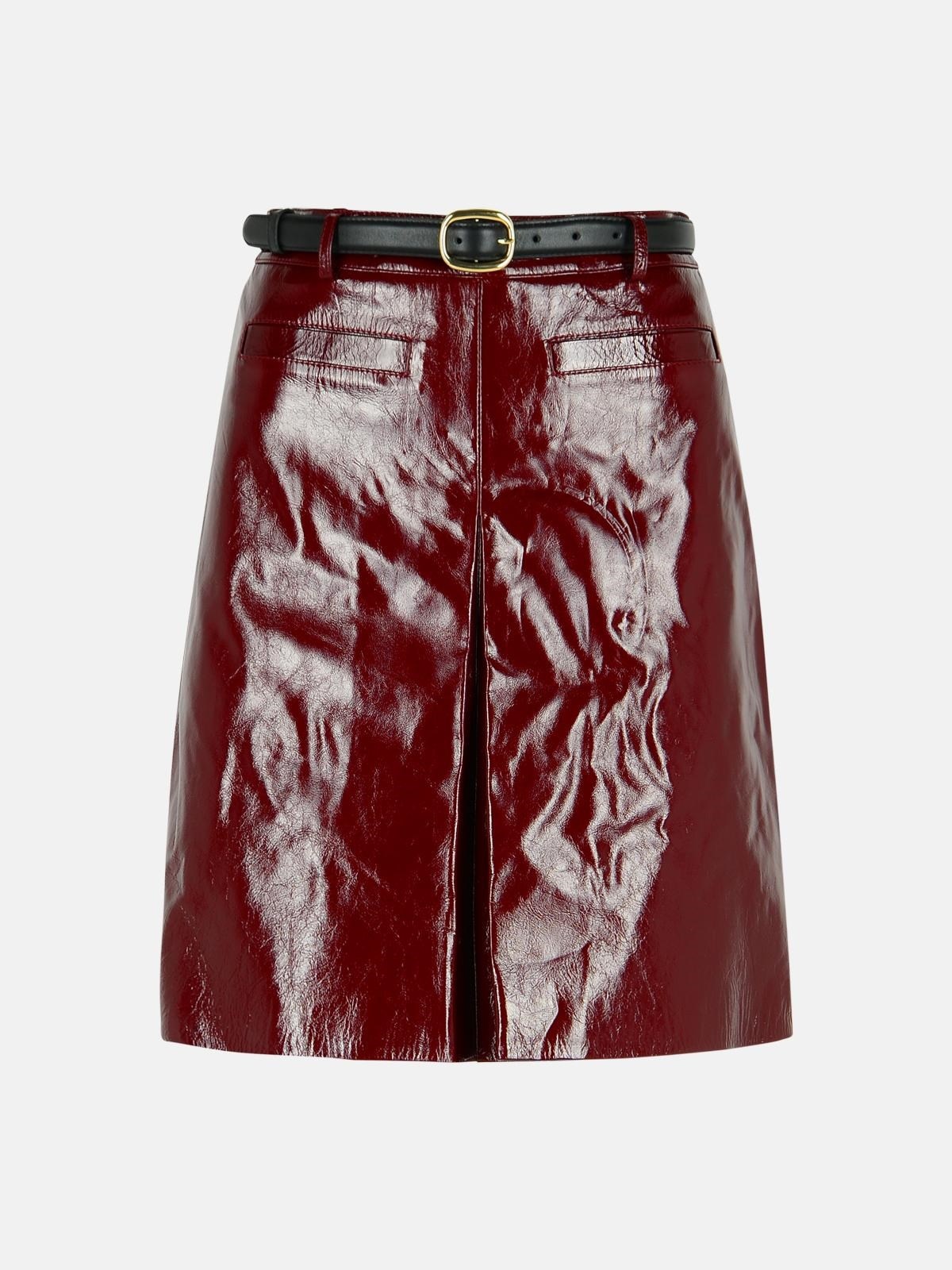BURGUNDY LEATHER MINISKIRT - 1