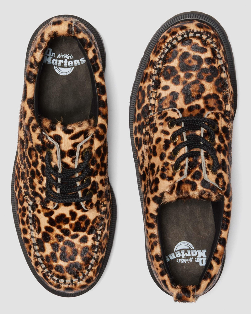 Dr. Martens LOWELL Leopard Print Moc Toe Shoes outlook