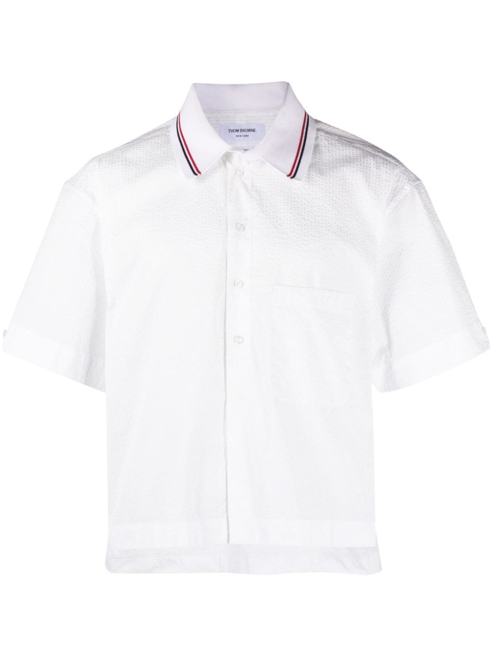 short-sleeve seersucker cotton shirt - 1