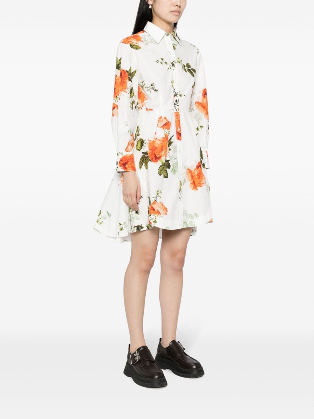 floral-print cotton mini shirtdress - 3