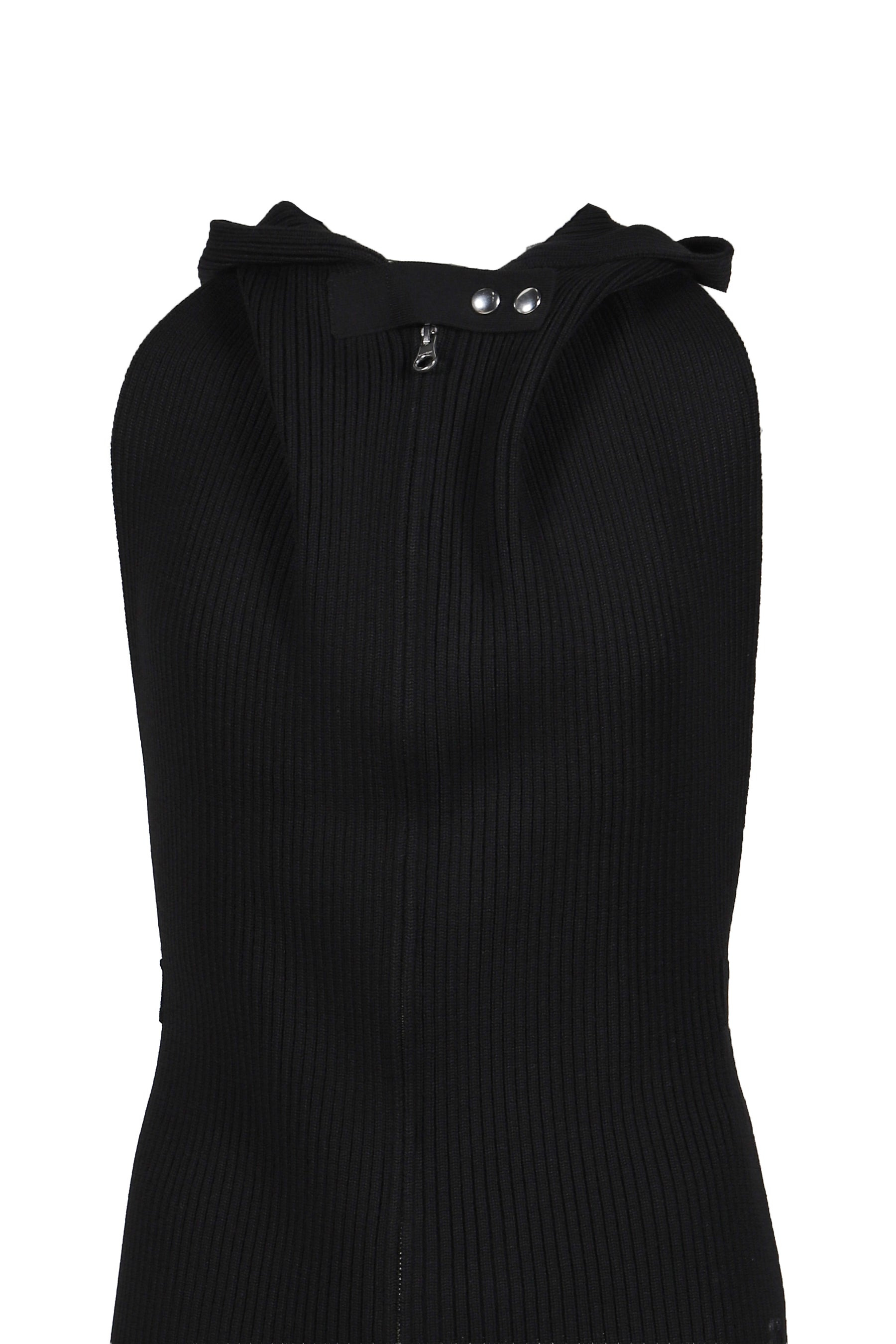 SLEEVELESS ZIPPED WOOL CARDIGAN / BLK - 4