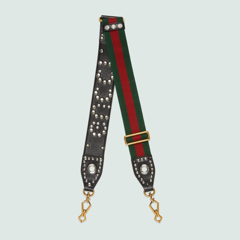 GUCCI Wide studded 'Gucci' Web shoulder strap outlook