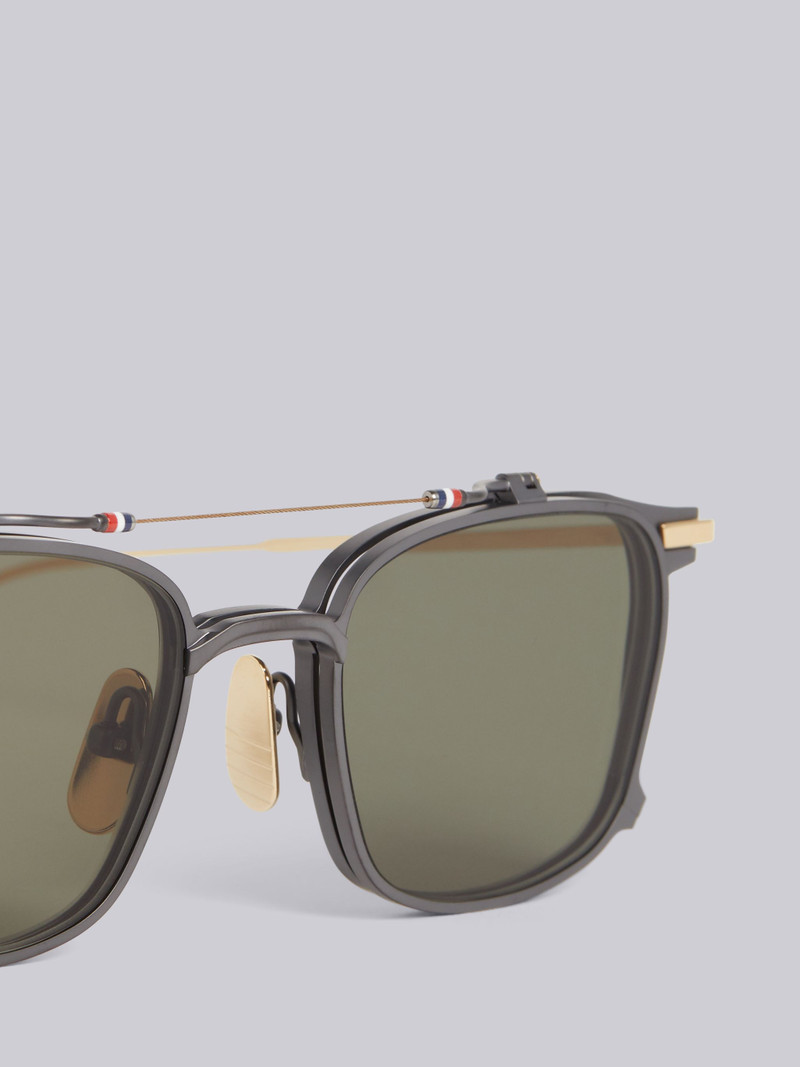Thom Browne TB817 - Black Iron Clubmaster Sunglasses outlook