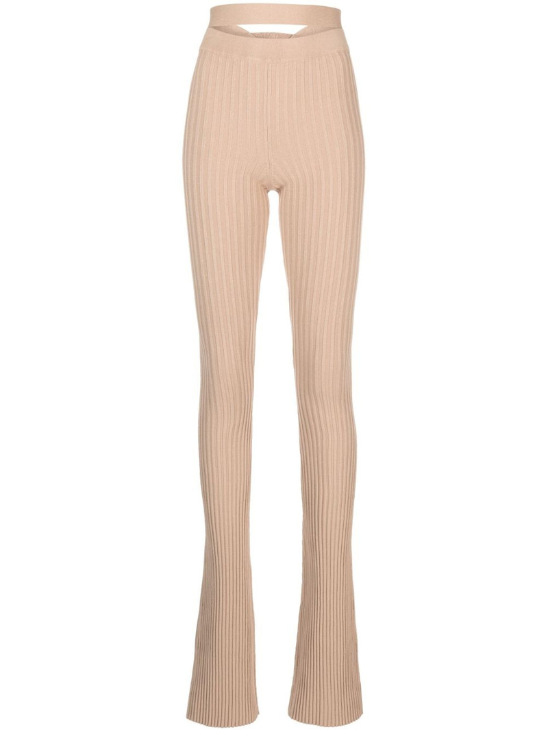 ribbed-knit flared trousers 1