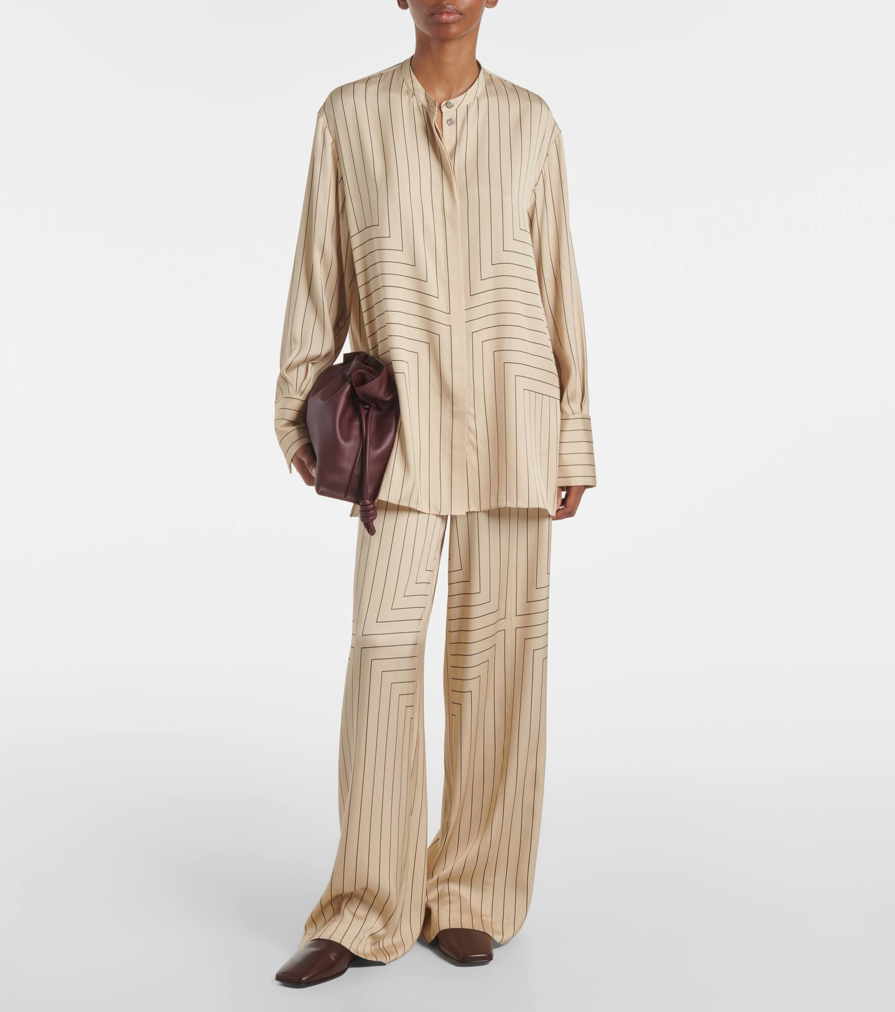 Athena striped silk-blend shirt - 2