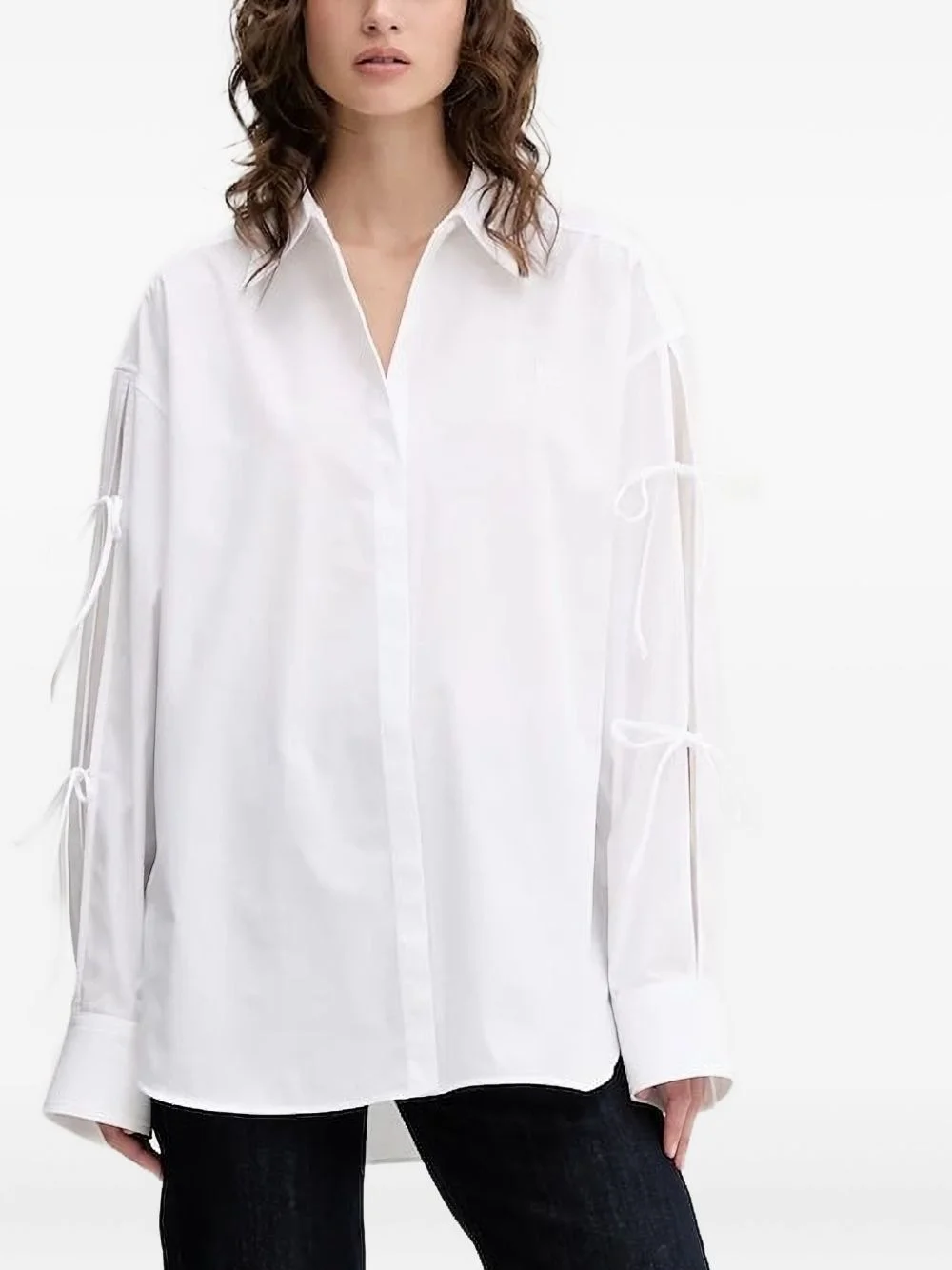 slit-sleeve tie-detail shirt - 1