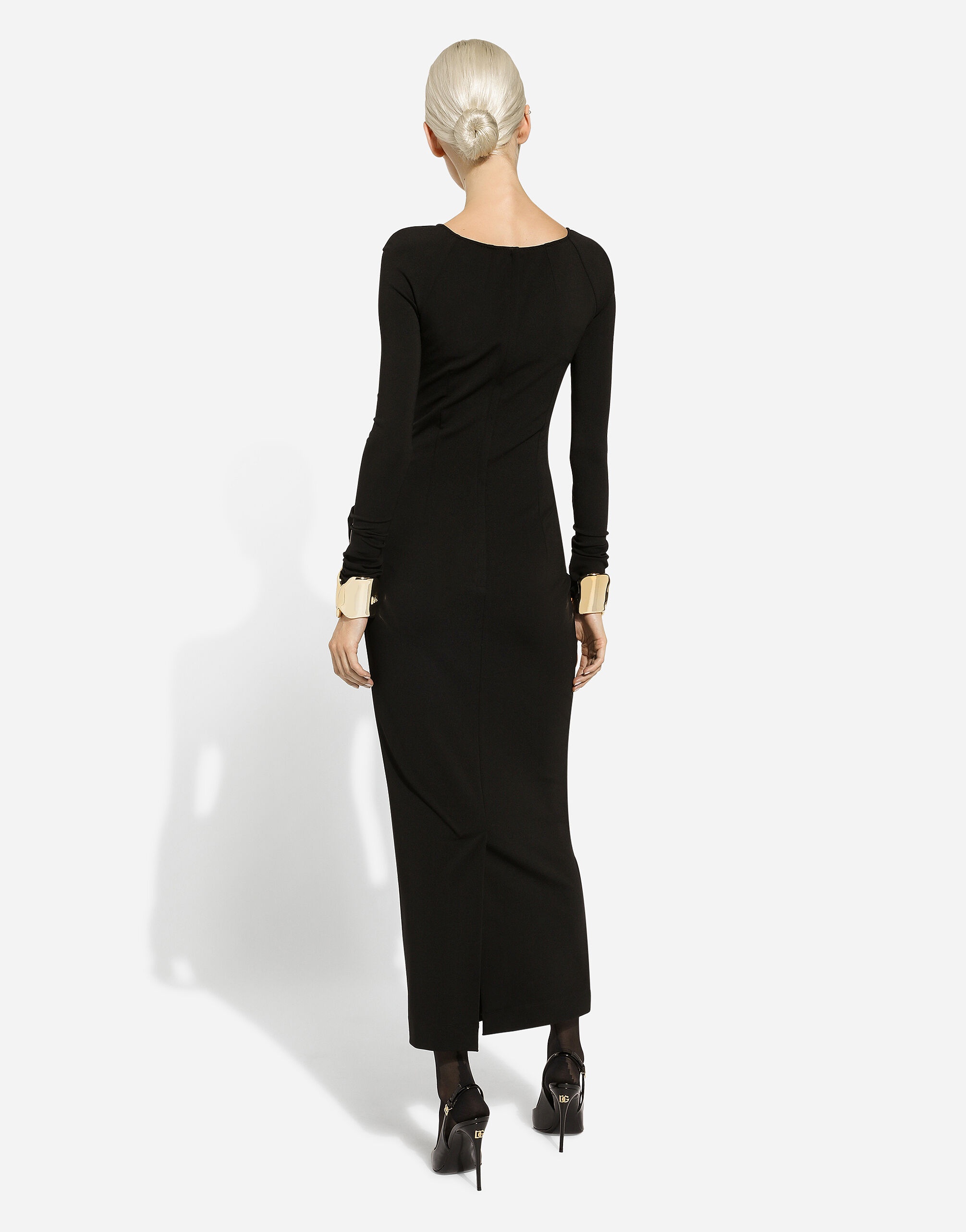 Long-sleeved jersey Milano rib sheath dress: - 3