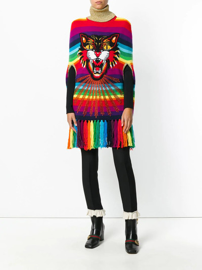 GUCCI Angry Cat intarsia striped cape outlook