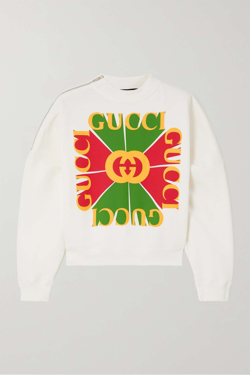 Cropped printed cotton-jersey sweatshirt - 1