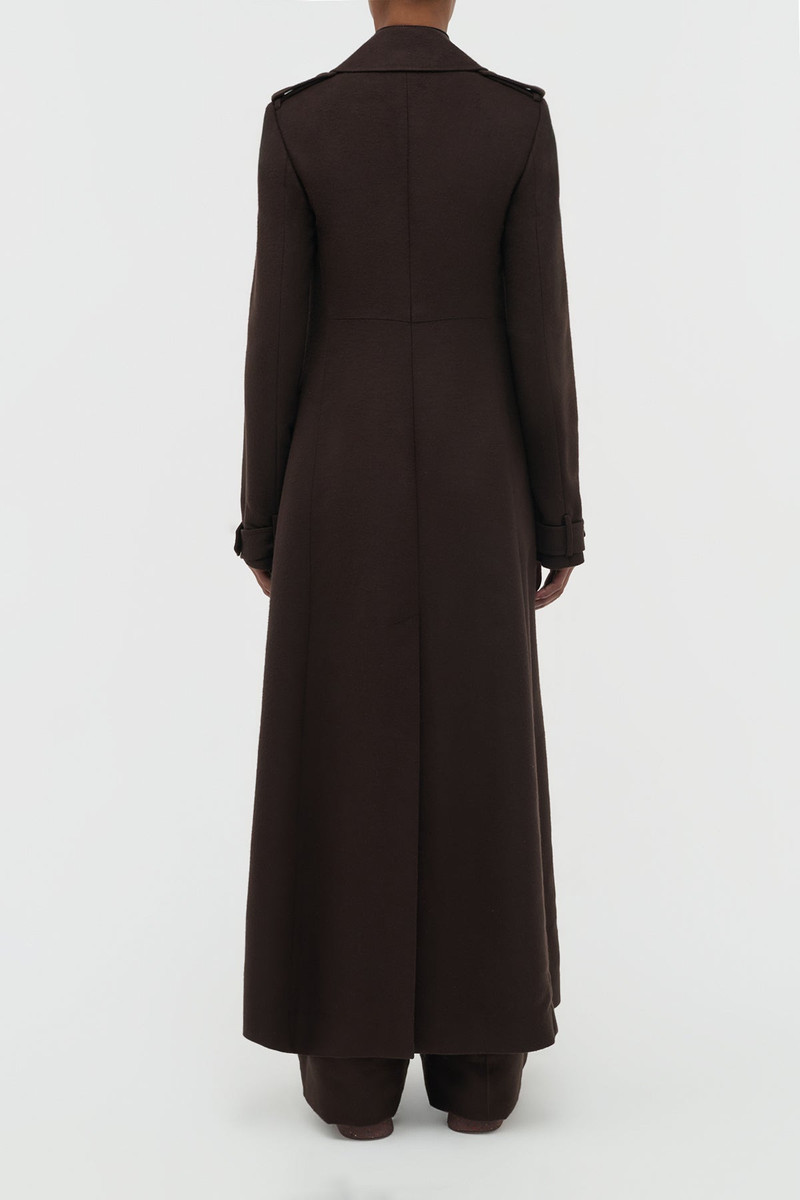 Houstt Trench Coat in Chocolate Winter Silk 5