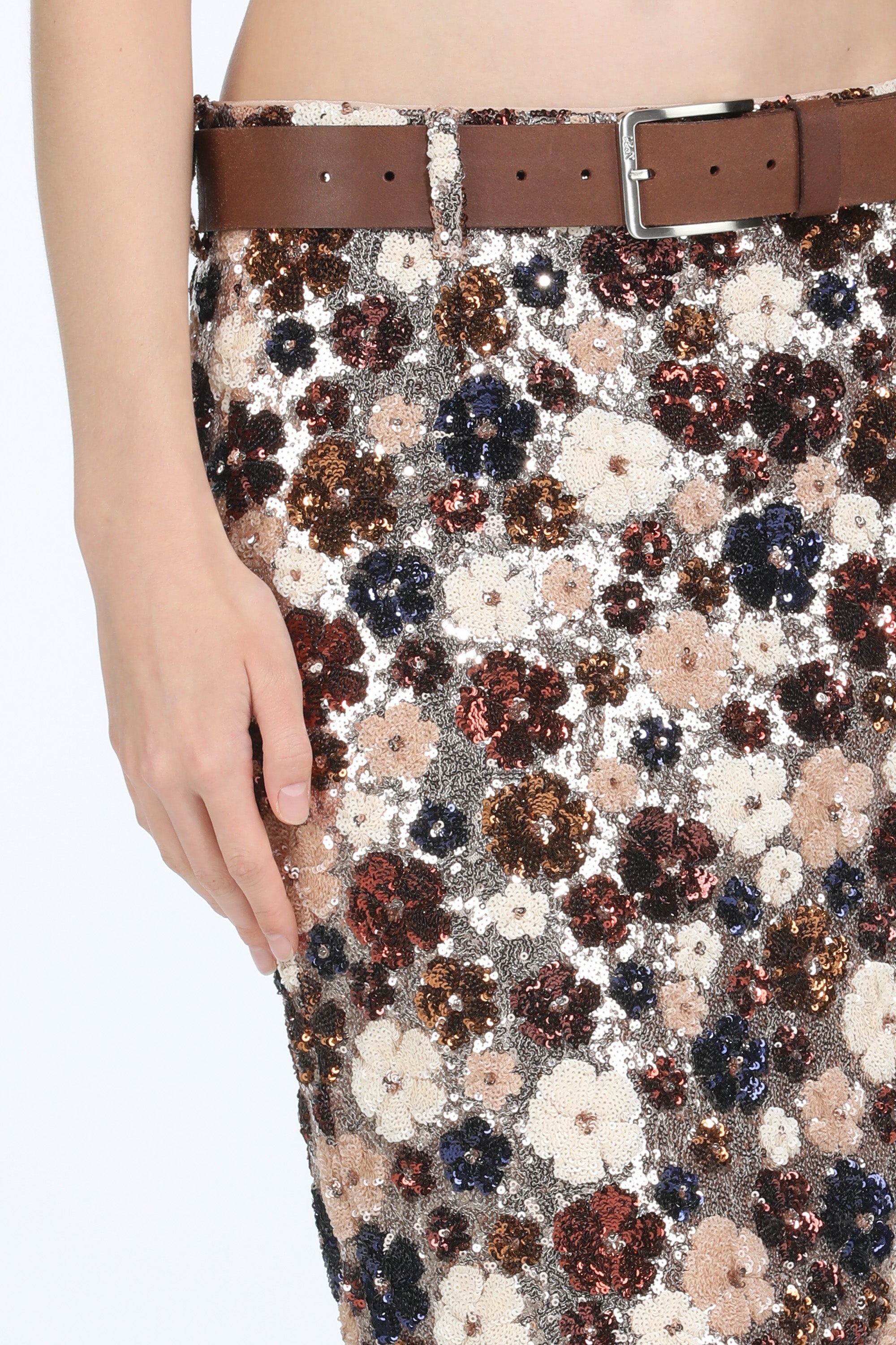 FLORAL-EMBELLISHED SEQUIN SKIRT - 5
