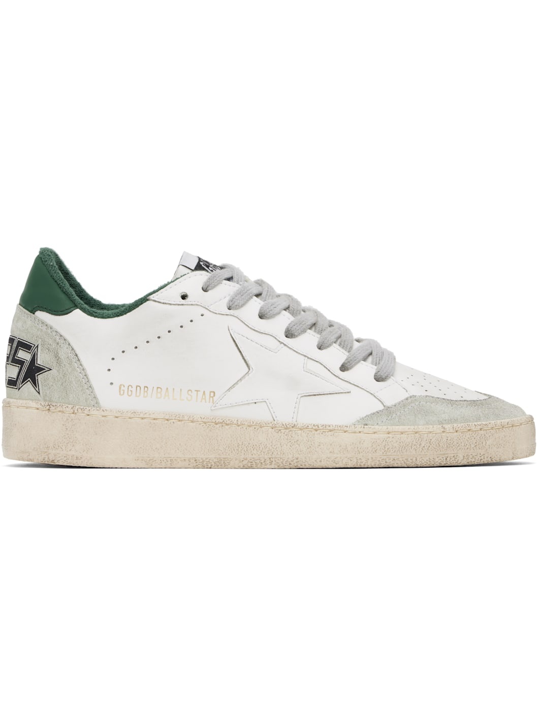 White & Green Ball Star Sneakers - 1