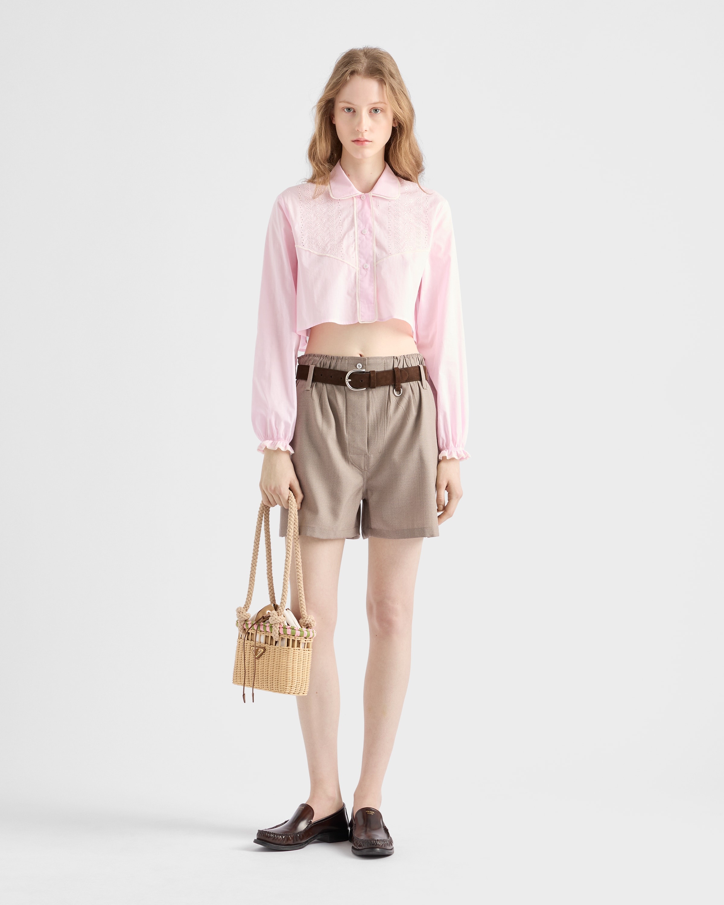Embroidered cropped batiste shirt - 2