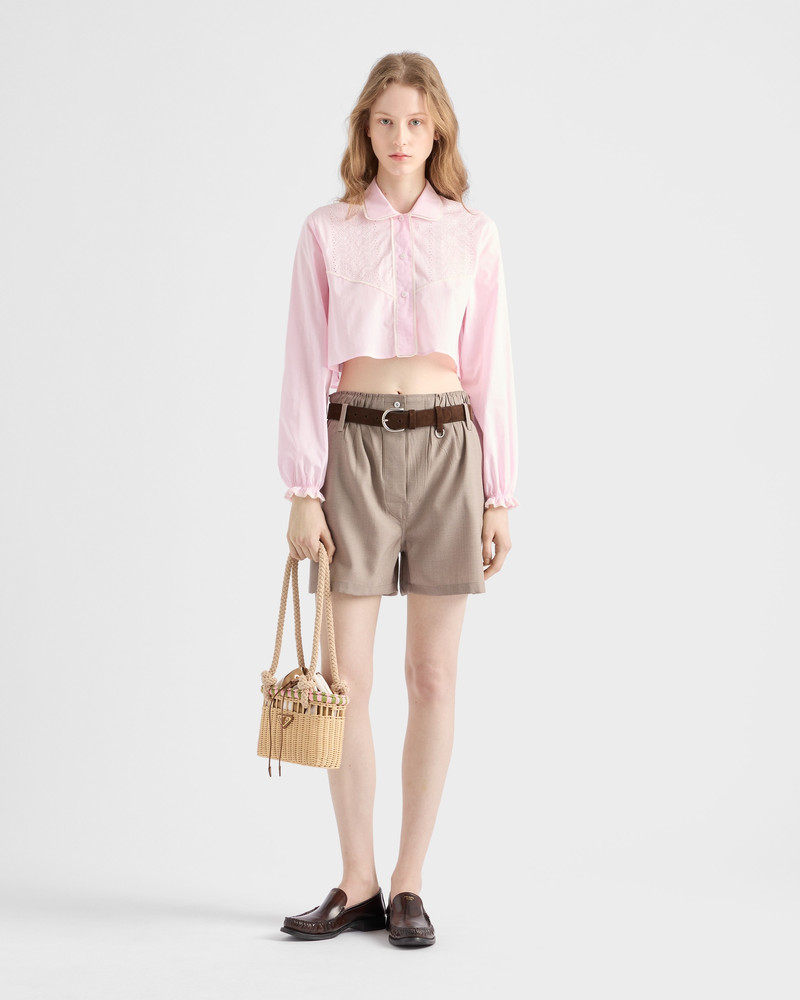 Prada Embroidered cropped batiste shirt outlook