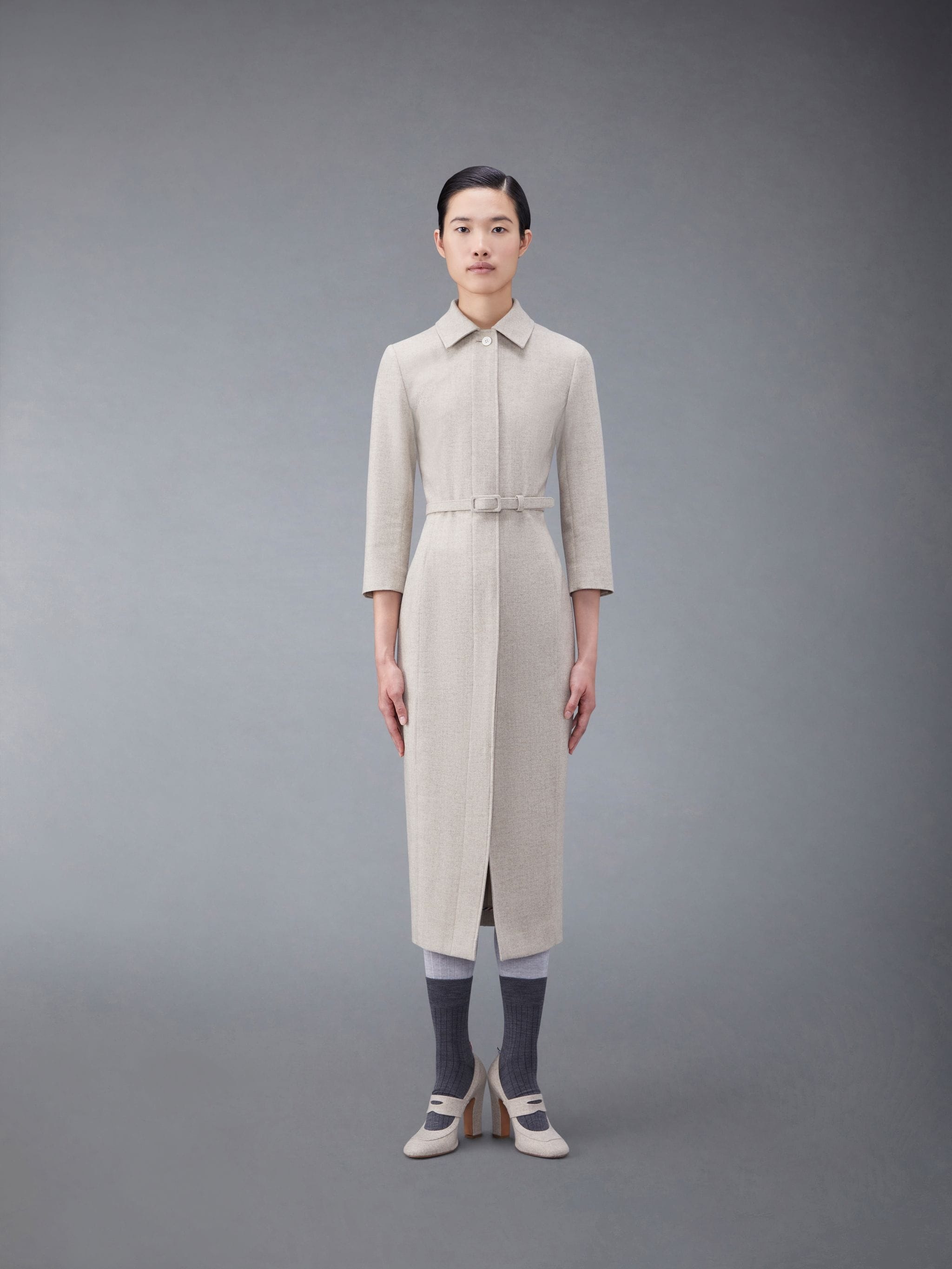 Wool Flannel Bal Collar Pencil Dress - 1