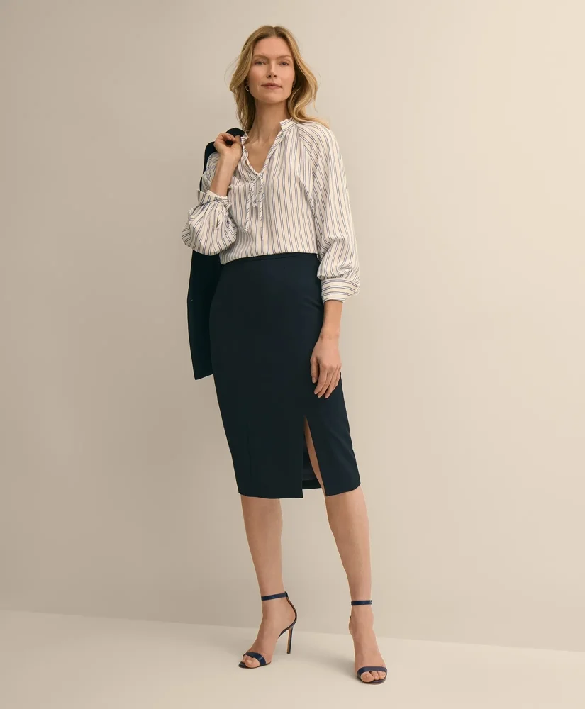 Crepe Pencil Skirt - 1