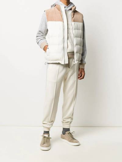 Brunello Cucinelli slogan print colour block hoodie outlook