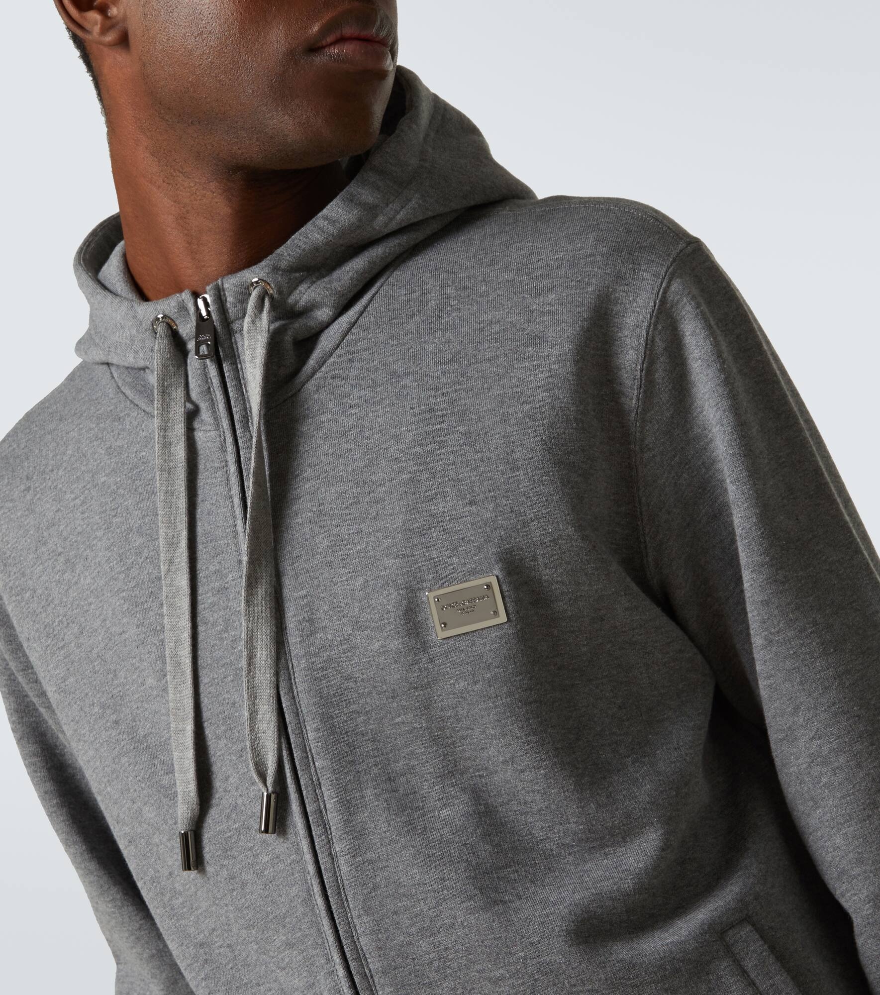 Logo cotton jersey zip-up hoodie - 5