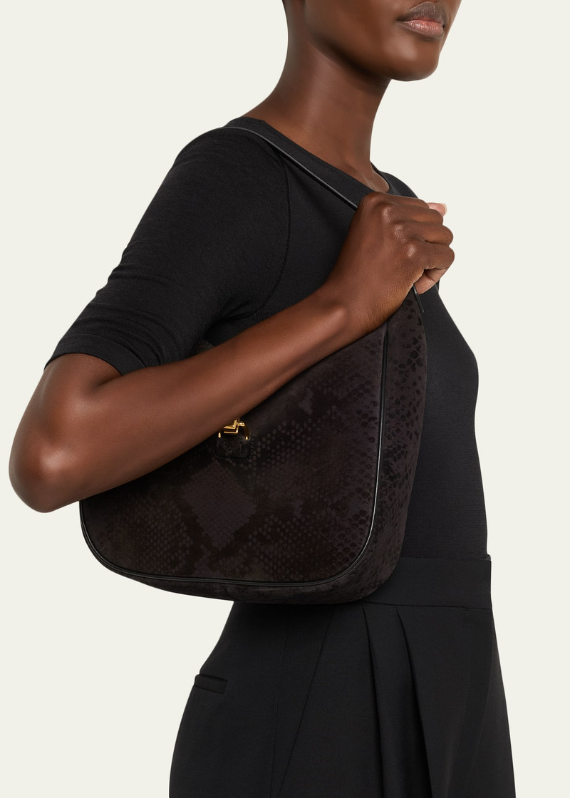 TOM FORD Monarch Small Hobo Bag in Python-Effect Suede outlook