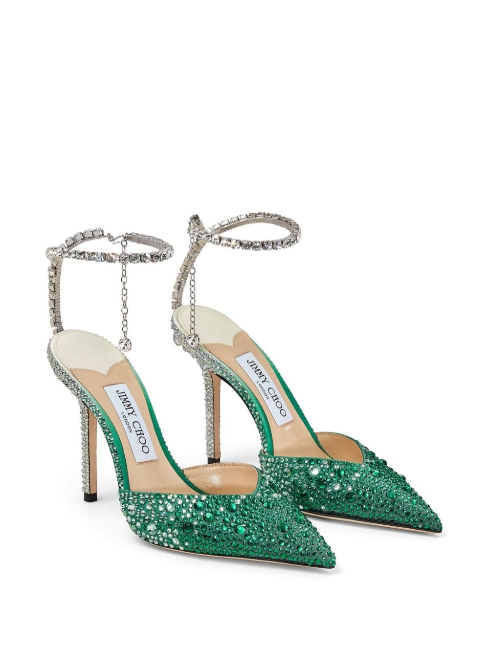 Saeda 100mm crystal-embellished pumps - 2
