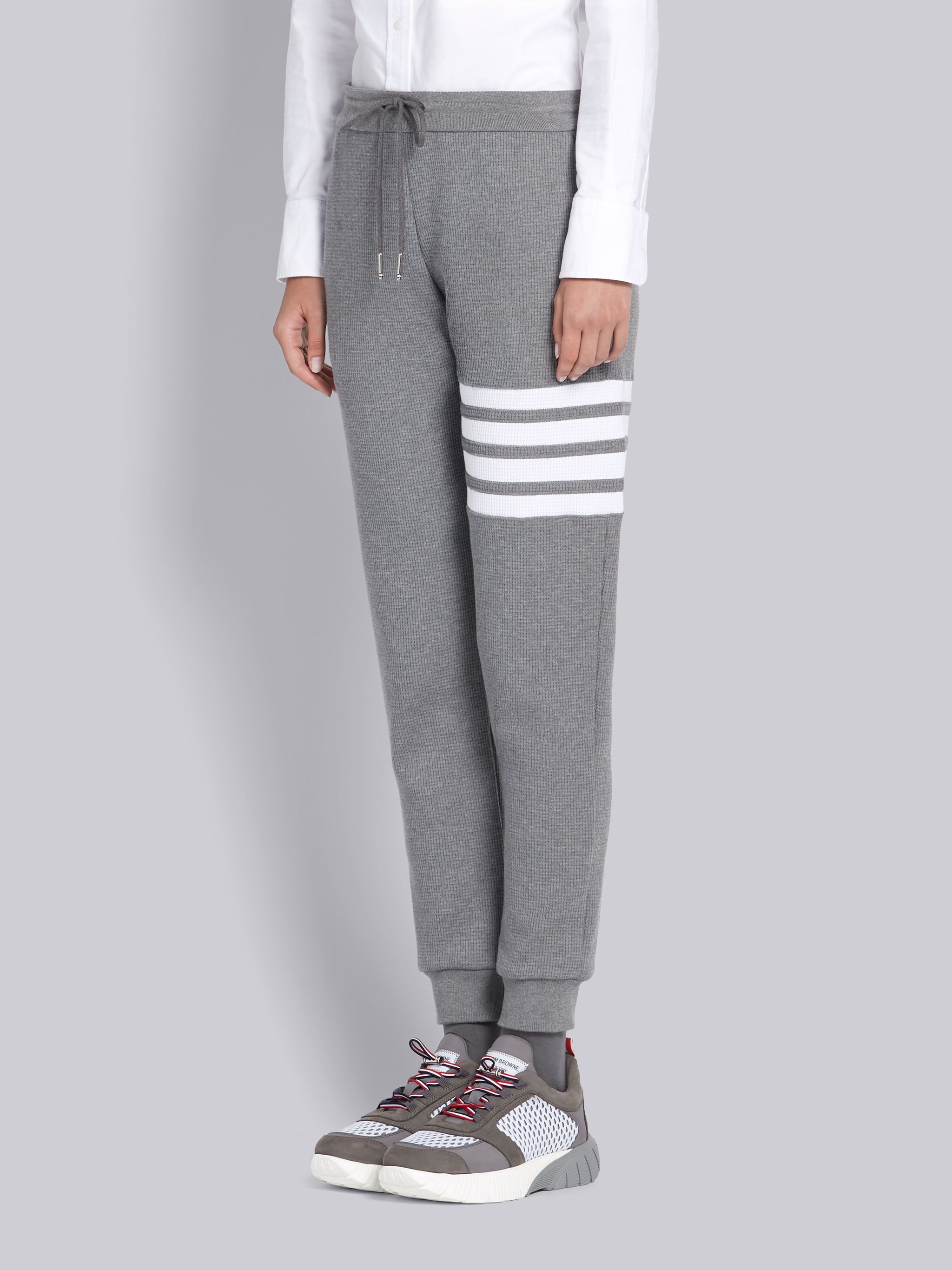 Medium Grey Waffle 4-Bar Sweatpants - 2