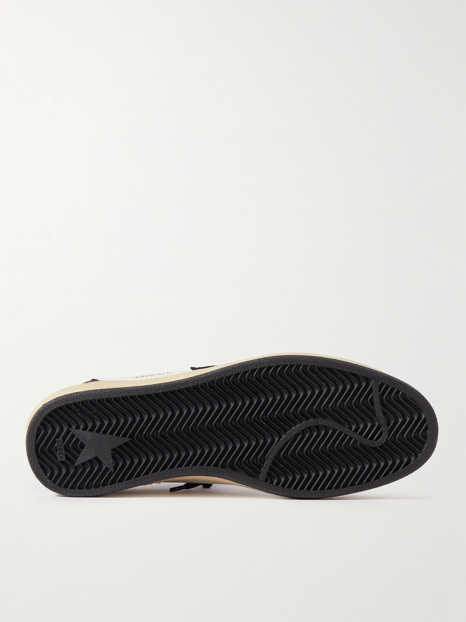 Ball Star Distressed Leather and Shell Sneakers Black - 3
