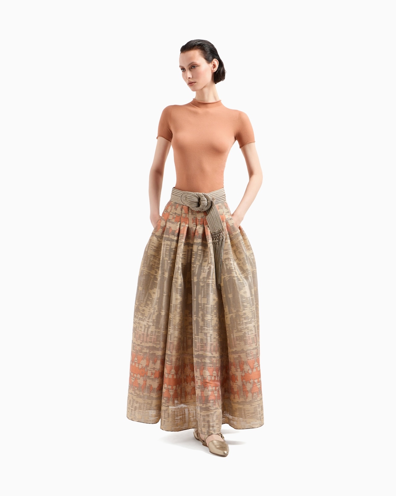 LONG SKIRT IN A SILK BLEND JACQUARD CANNETÉ - 2
