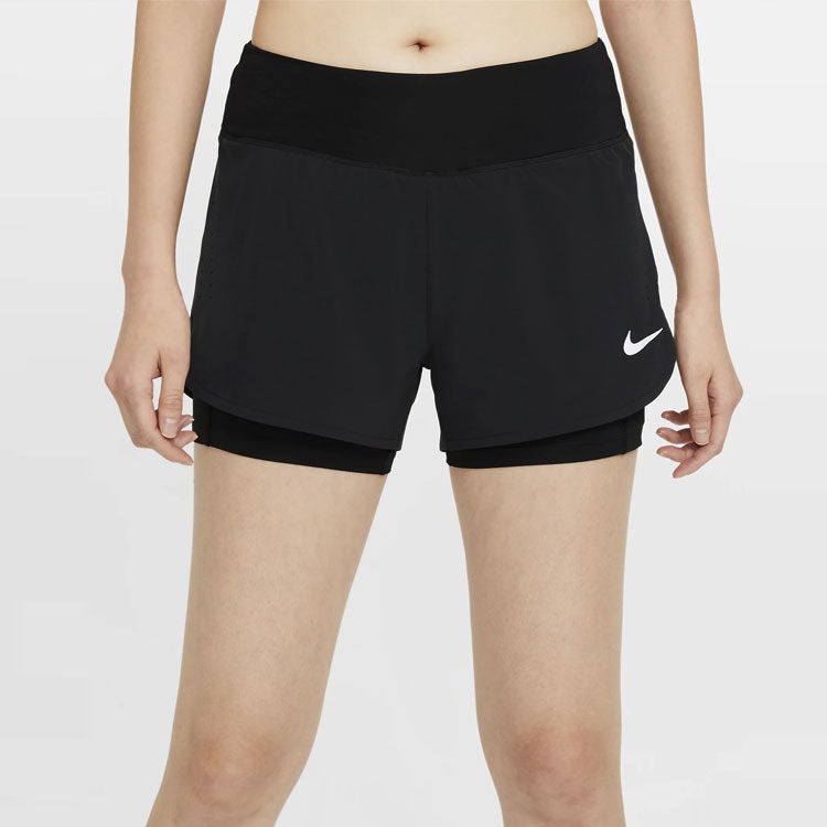(WMNS) Nike Eclipse 2-in-1 Running Training Solid Color Sports Woven Shorts Black CZ9571-010 - 5