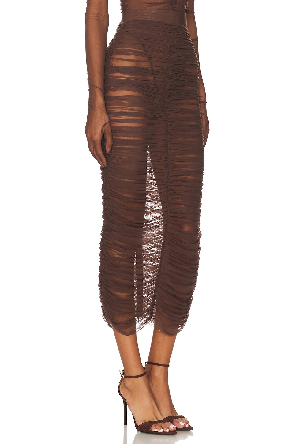 Ruched Mesh Midi Skirt - 2