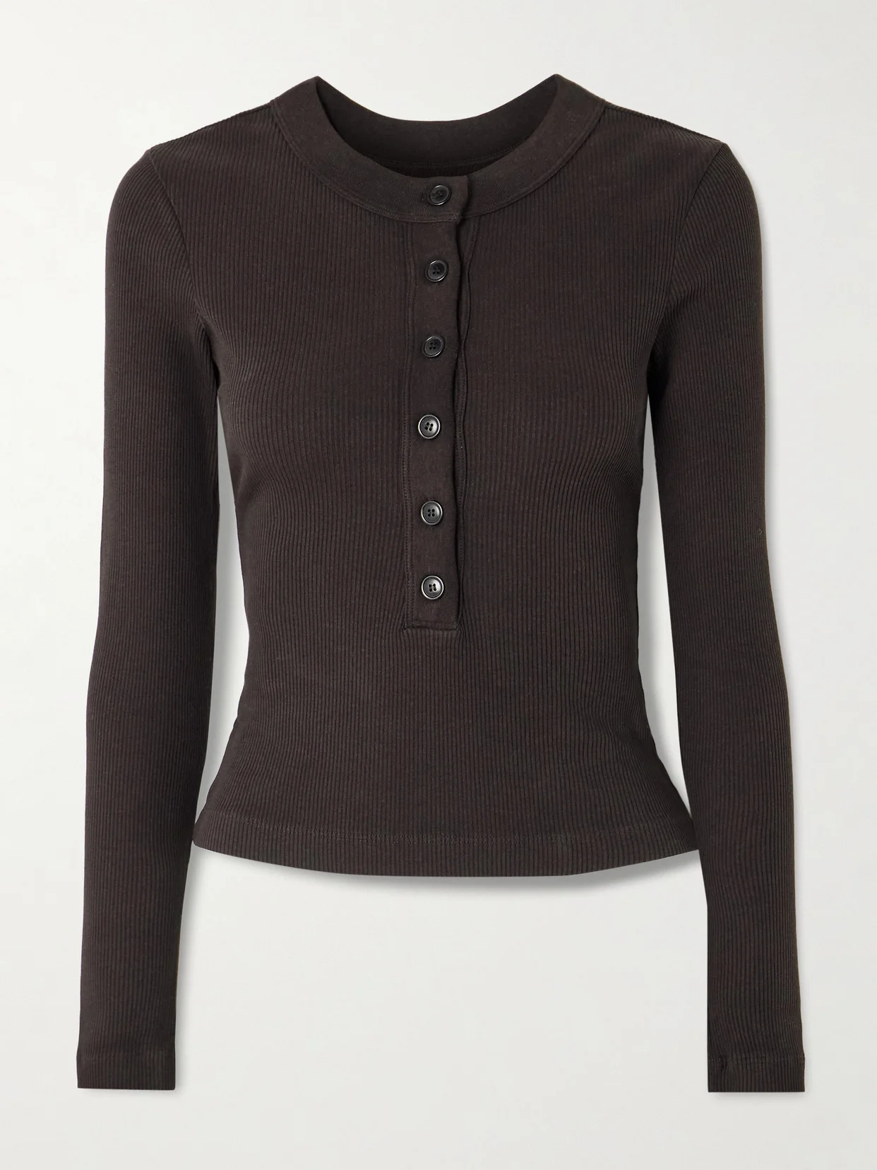 Varra Ribbed Stretch Organic Cotton And Lyocell-blend Henley Top - 1