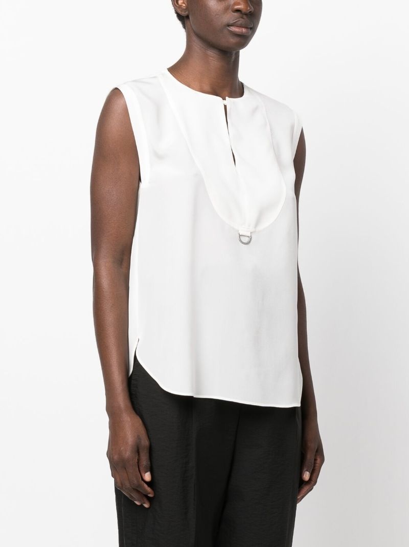 Monili-detail sleeveless silk blouse - 3