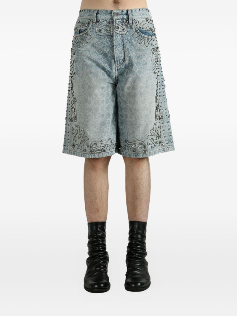 AMIRI cotton embellished denim shorts outlook
