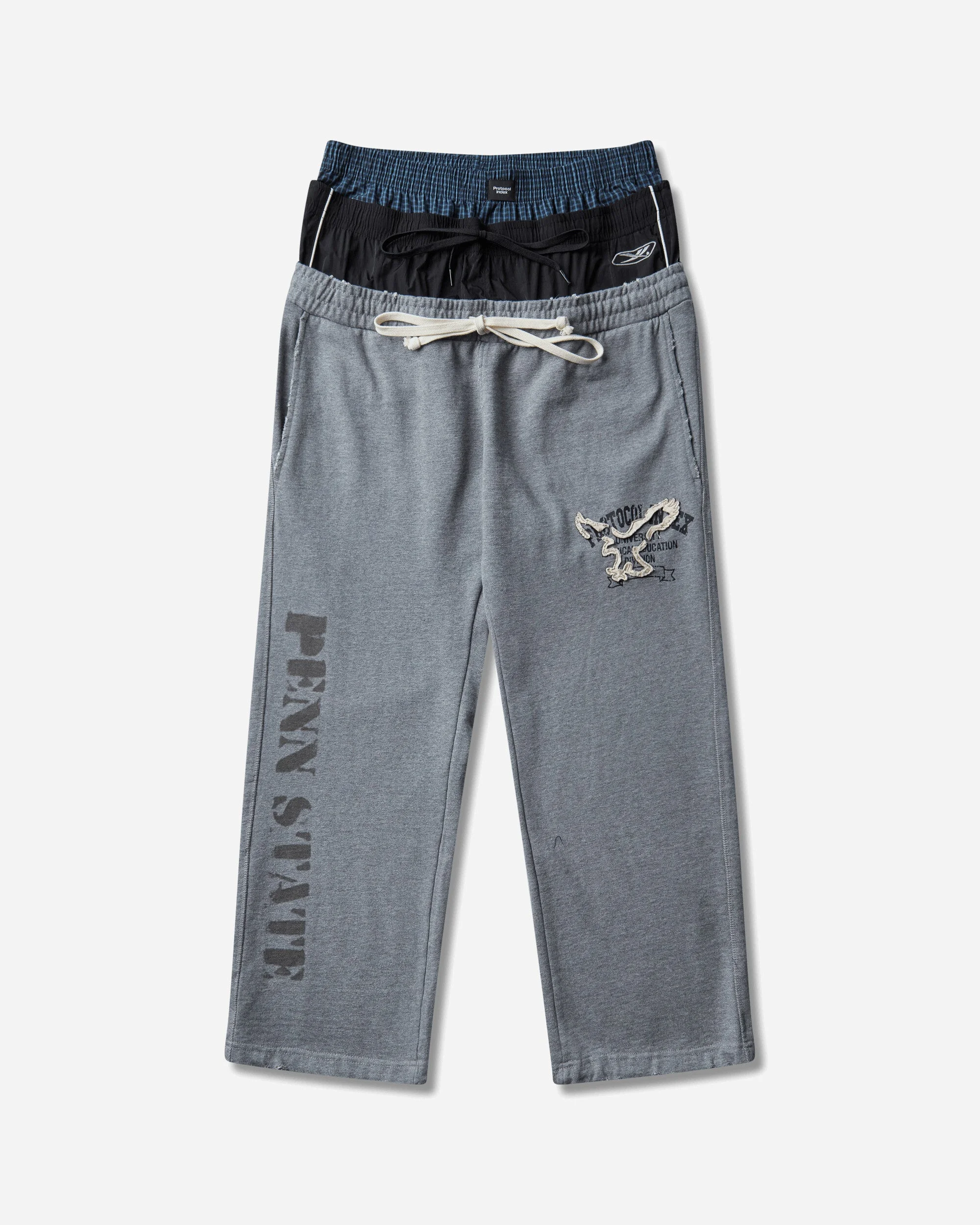 Men's Retro 3 Layered Sweatpants Melange Grey - 1