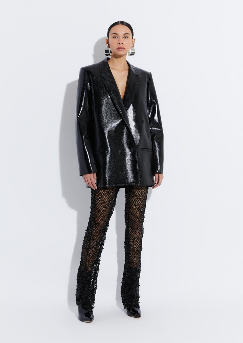 LAPOINTE Patent Faux Leather Boxy Double Breasted Blazer outlook
