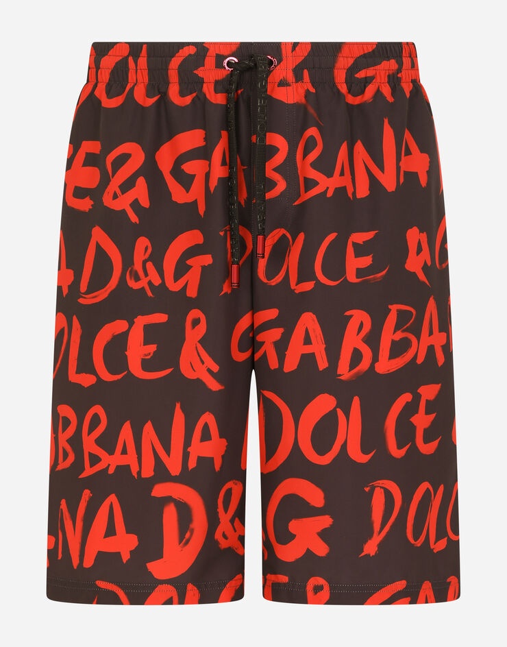 Long swim trunks with logo print - 1