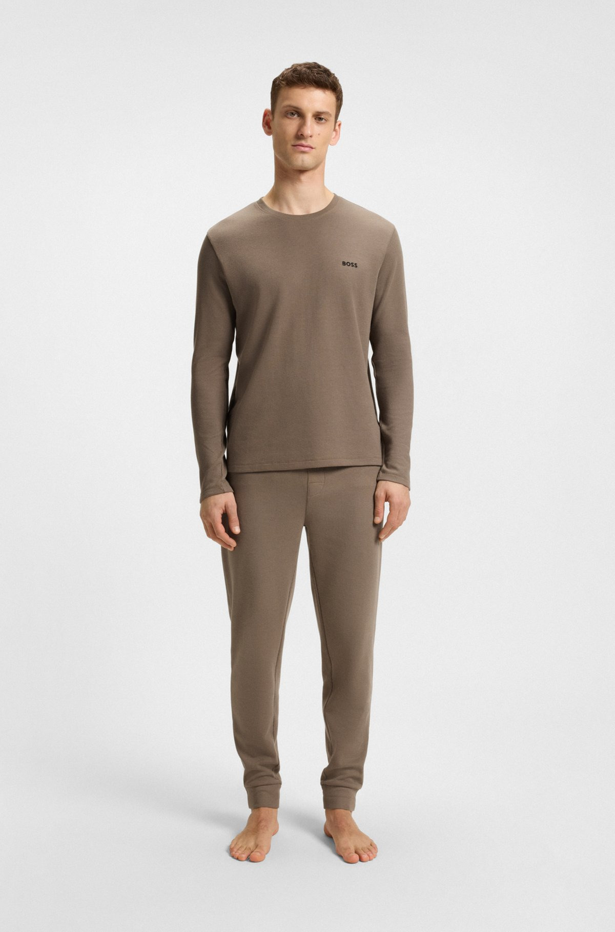 WAFFLE-STRUCTURED PAJAMA T-SHIRT IN COTTON - 3