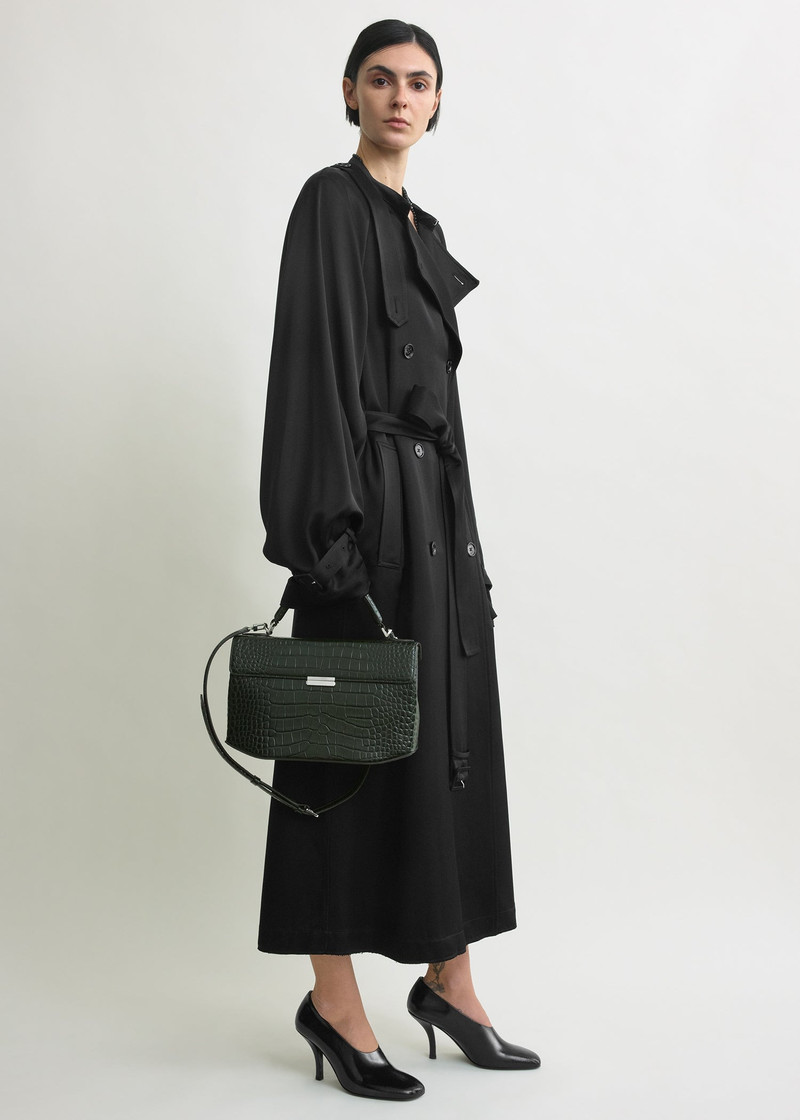 TOTEME Clip croco-embossed top handle dark green outlook