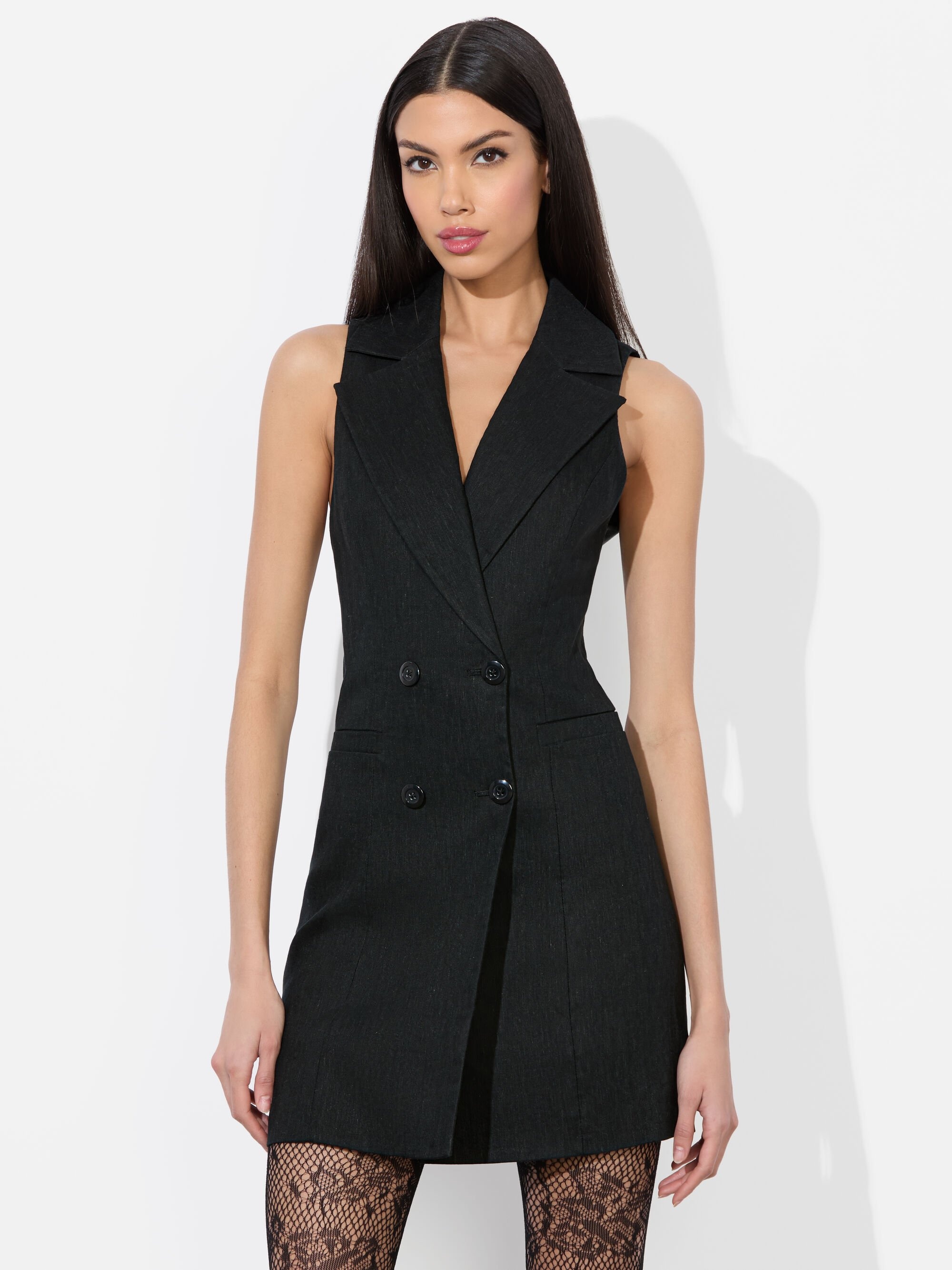 MERITT LINEN TUXEDO DRESS - 5