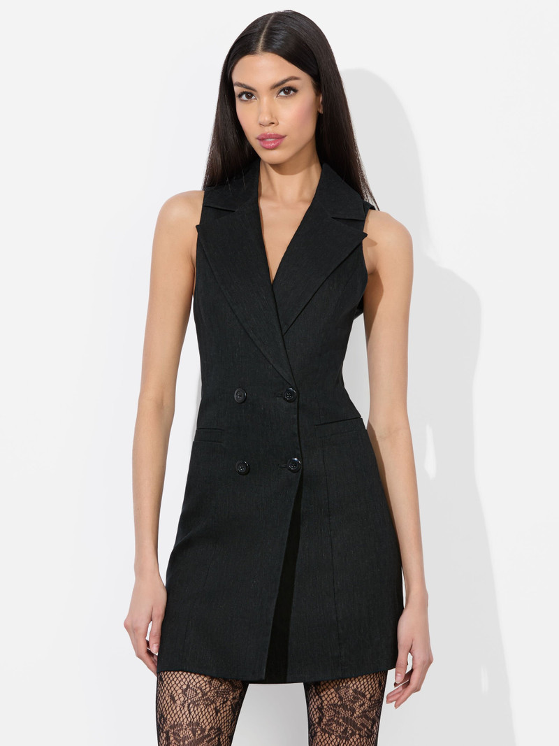 MERITT LINEN TUXEDO DRESS 5