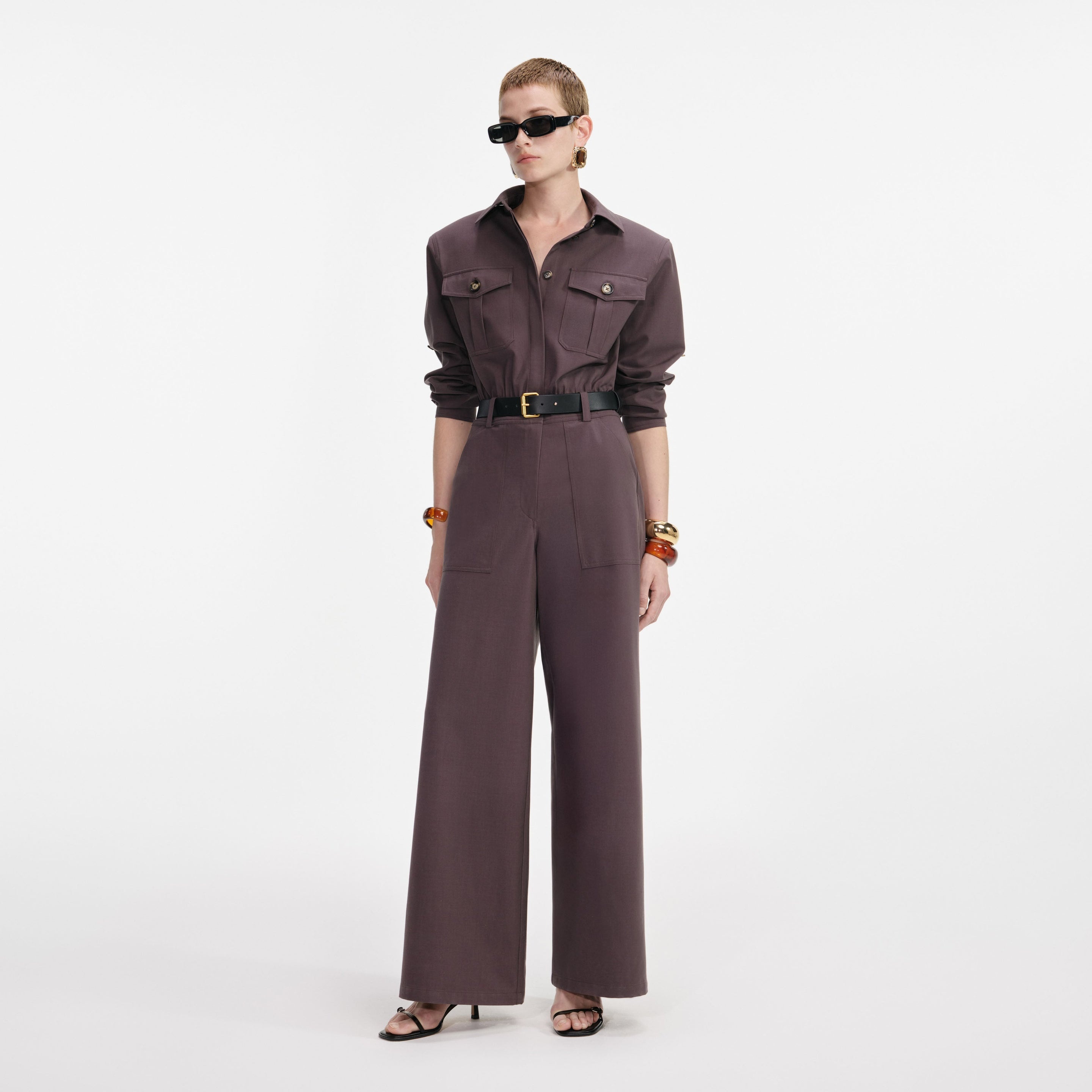 Brown Twill Jumpsuit - 2