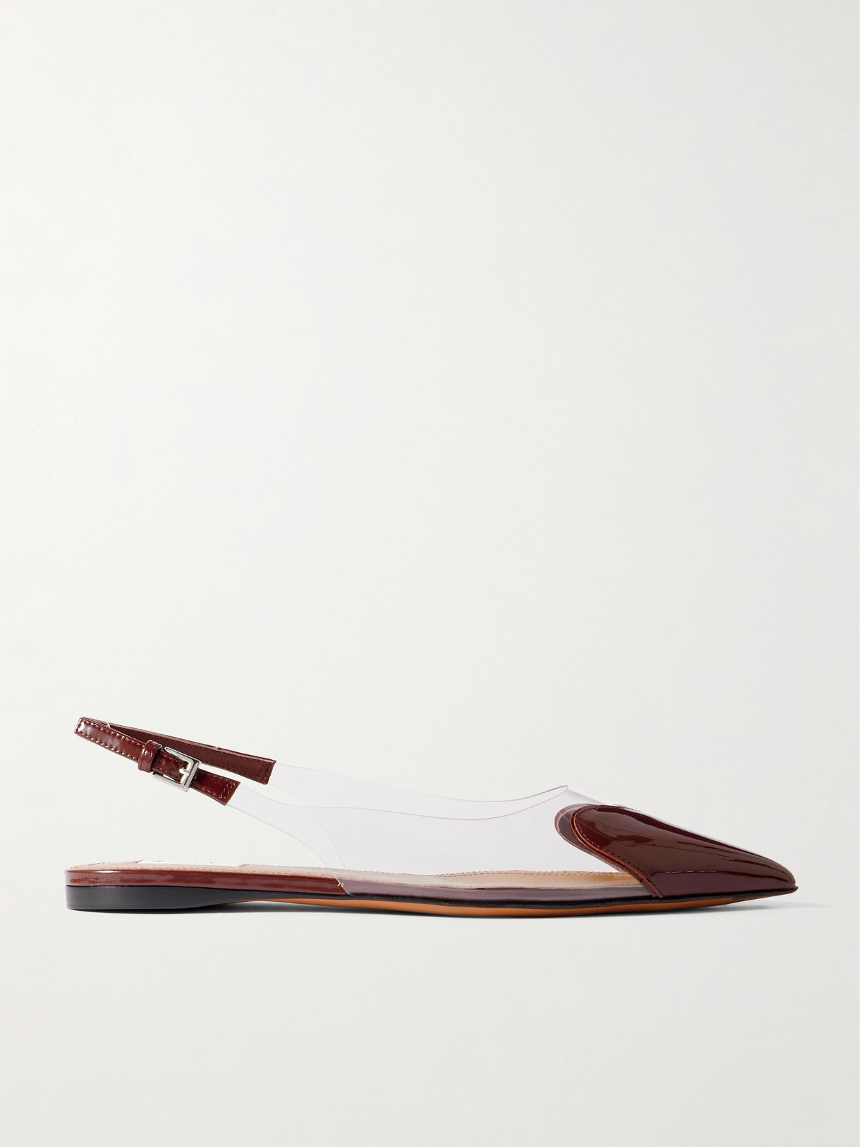 Le Caur Pu And Patent-leather Slingback Point-toe Flats - 1