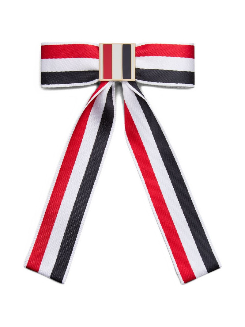 striped satin bow hair clip 1