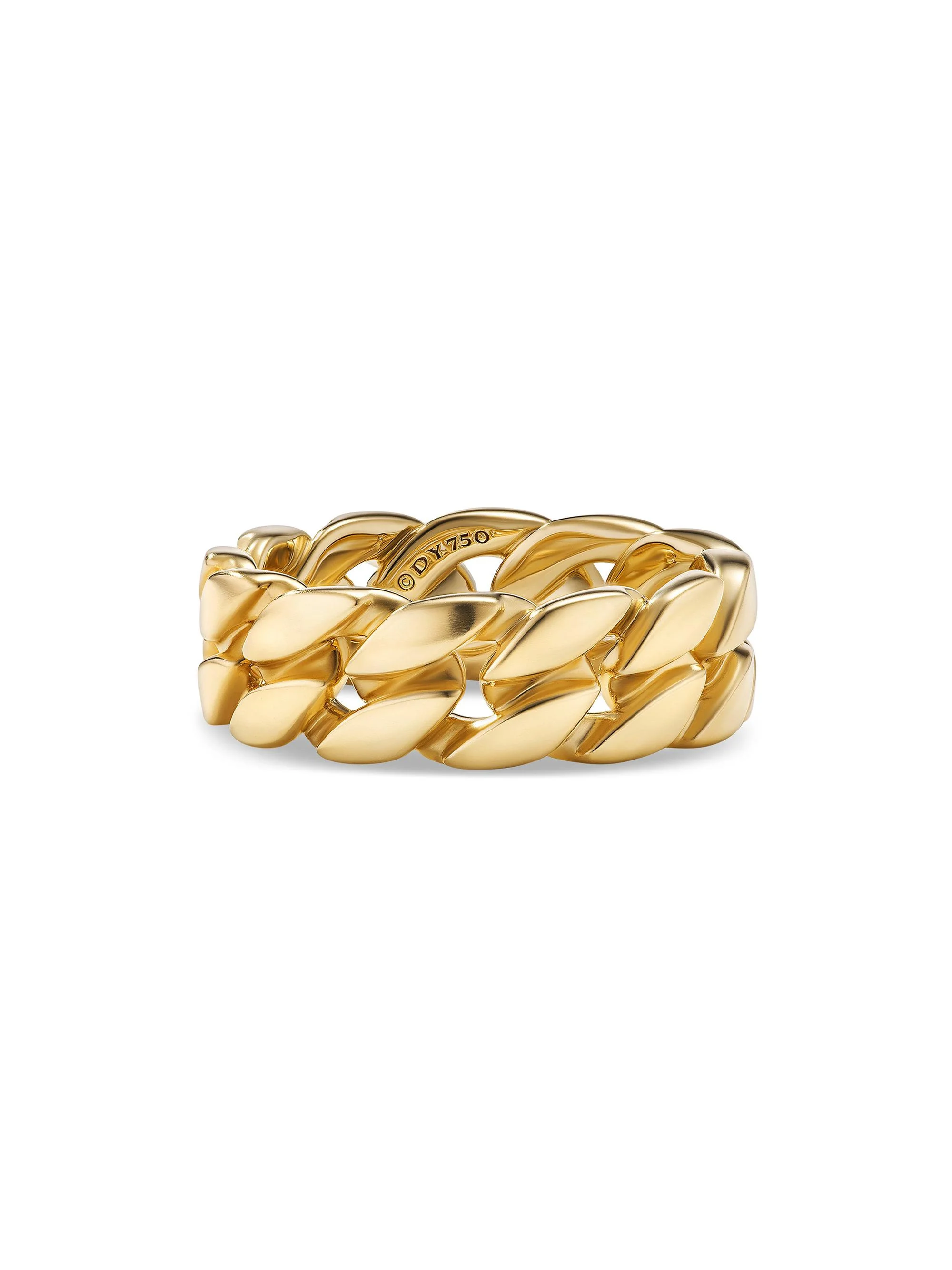 Men's Curb Chain Band Ring in 18K Yellow Gold, 8MM - Gold - 1