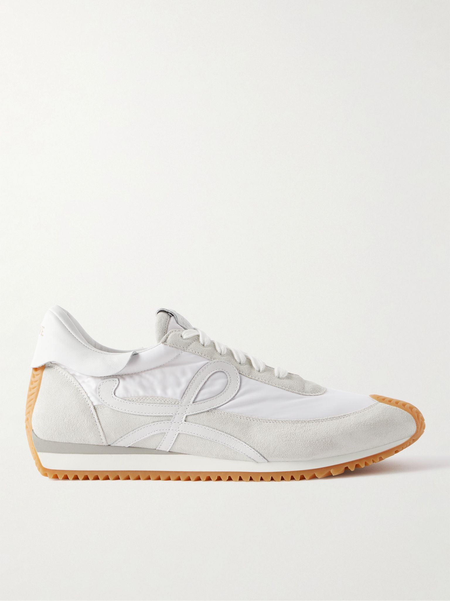 Flow Runner Leather-Trimmed Suede and Nylon Sneakers White - 1
