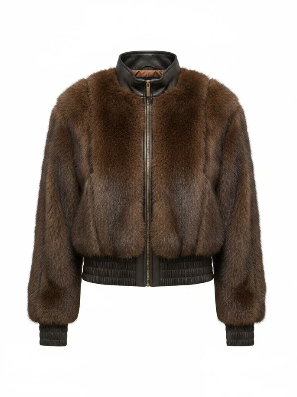 Valiant Faux Fur Jacket in Brown - 1