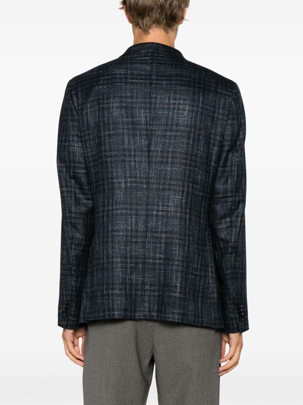check-print single-breast blazer - 8
