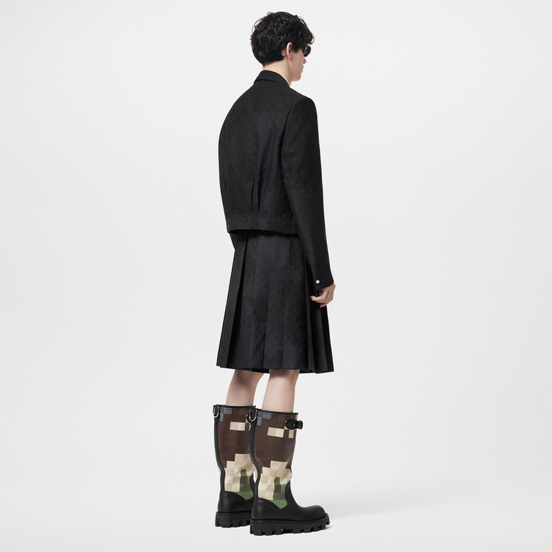 Pleated Silk And Wool Blend Damier Shorts 3